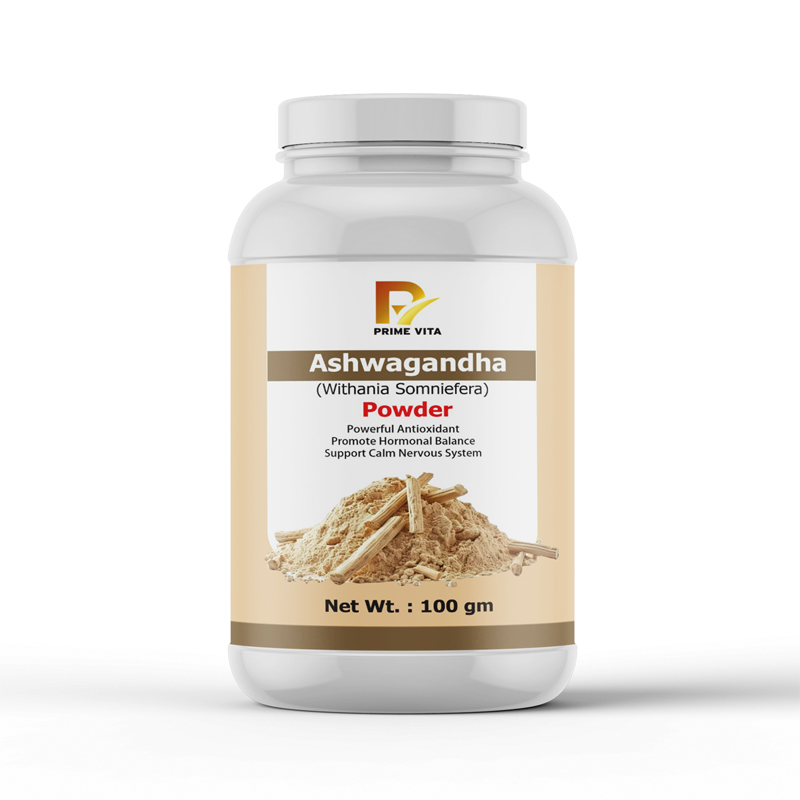 PRIMEVITA Ashwagandha (Withania Somnifera) Powder 100g | Pure Ayurvedic Stress Relief & Energy Booster